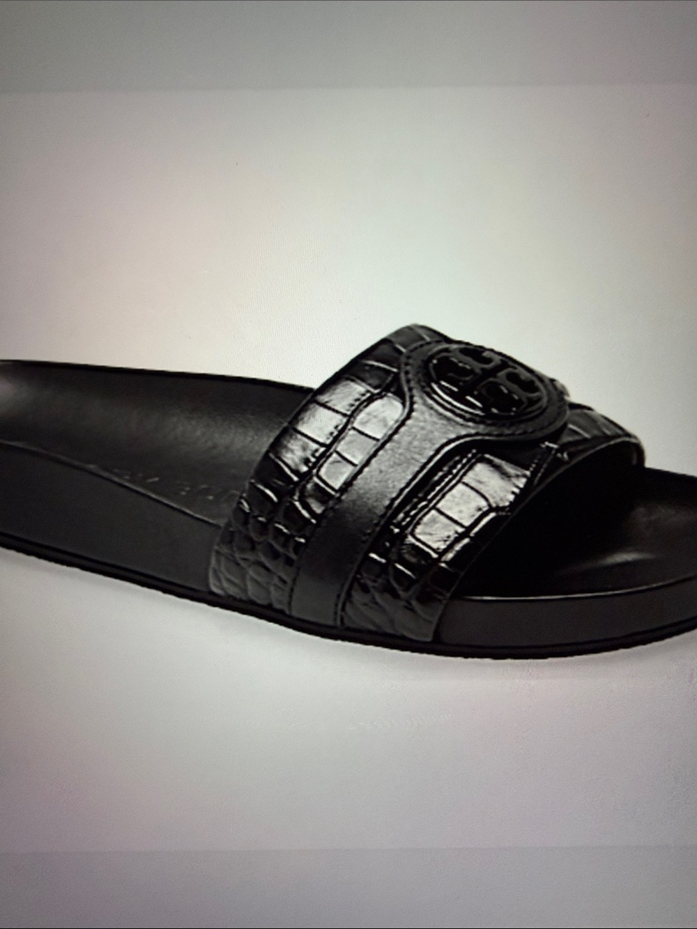 Tory Burch Carson black crocodile slides, 8